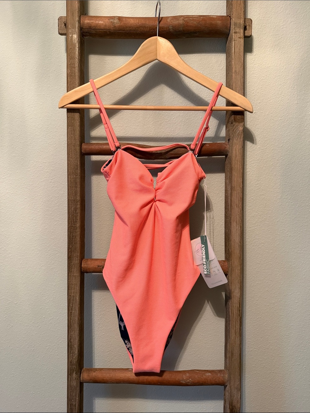 Maaji NWT Coral/Navy REVERSIBLE One-Piece Swimsuit